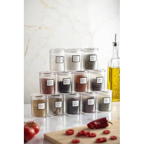 12'li Barok Yuvarlak Baharat Kavanoz Seti & Saklama Kab� & Erzak Kab� (12*250 ML)