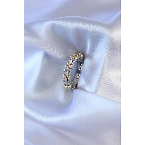 G�m�� Renk Zirkon Ta�l� Gold Renk Detay Xoxo Kad�n Y�z�k