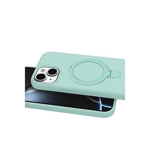 iPhone 15 Regal Magsafe Standl� Kapak - Su Ye�ili