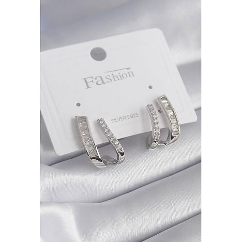 Pirin� G�m�� Renk Zirkon Ta�l� Kad�n K�pe