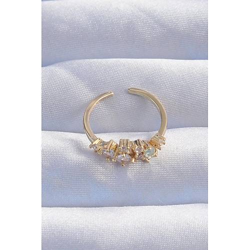 Pirin� Gold Renk Zirkon Ta�l� Damla Detay Ayarlanabilir Y�z�k