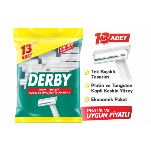 Derby Tek B��akl� T�ra� B��a�� 13�l� 1 Paket Krom Seramik Platin ve Tungsten Kapl� Ekonomik Paket