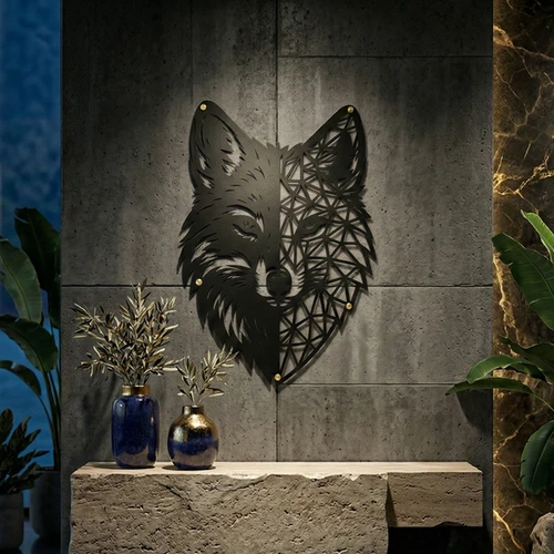 Geometrik Kurt Duvar Tablosu MDF Lazer Kesim Modern Duvar S�s� Minimal Hayvan Fig�rl� Dekor