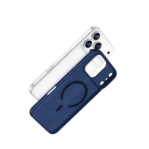 iPhone 17 Pro Combo Sert �effaf Magsafe Kapak - Mavi