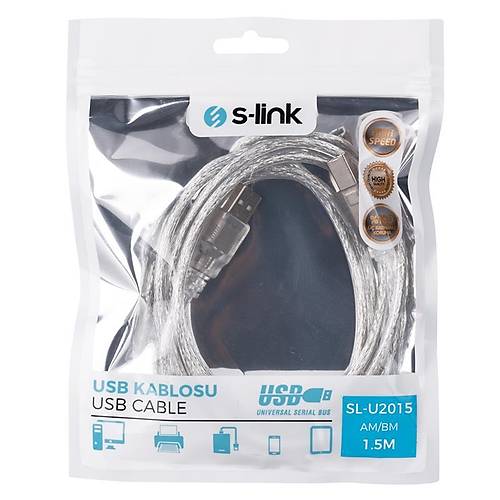 S-LINK SL-U2015 1,5MT USB 2.0 �EFFAF YAZICI KABLOSU