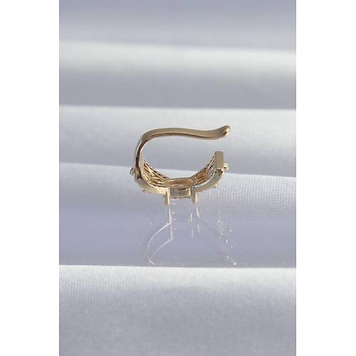 Pirin� Gold Renk Zirkon Ta� Kaplama Earcuff K�pe