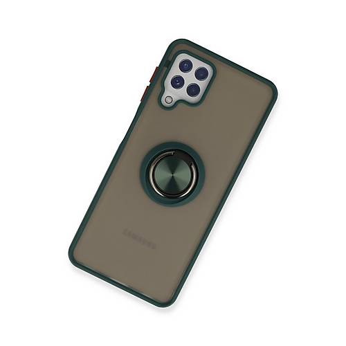 Galaxy A22 K�l�f Montreal Y�z�kl� Silikon Kapak - Ye�il