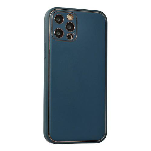 iPhone 12 Pro Max K�l�f Coco Deri Silikon Kapak - Mavi