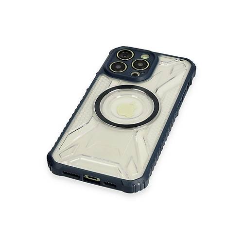 iPhone 12 Pro K�l�f Prag Magneticsafe Kapak - Lacivert