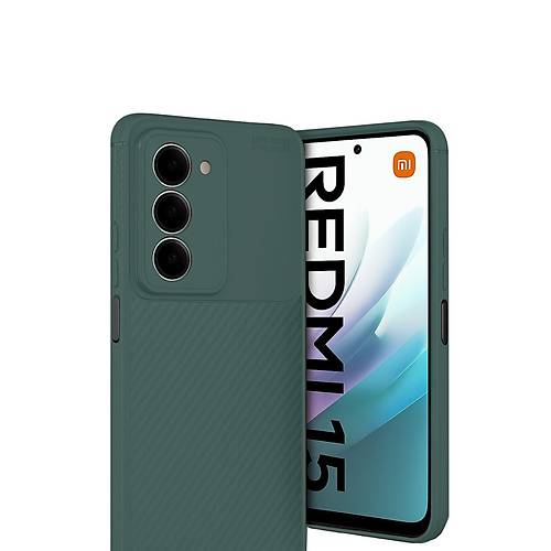 Redmi 15 4G Auto Focus Karbon Kapak - Koyu Ye�il
