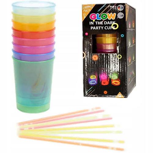 Karanl�kta Yanan Gece I���� Mega Glow Bardaklar 8 Adet 8.5 x 10.5 cm