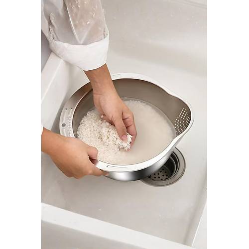 Paslanmaz �elik Makarna Pirin� Sebze Meyve Y�kama S�zgeci 25x27x11 cm