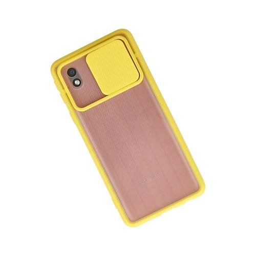 Galaxy A01 Core K�l�f Palm Buzlu Kamera S�rg�l� Silikon - Sar�