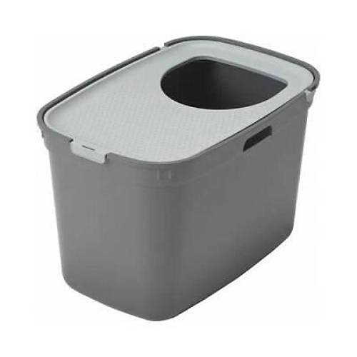 Top Cat �stten Giri�li Kapal� Kedi Tuvaleti Gri 59 Cm