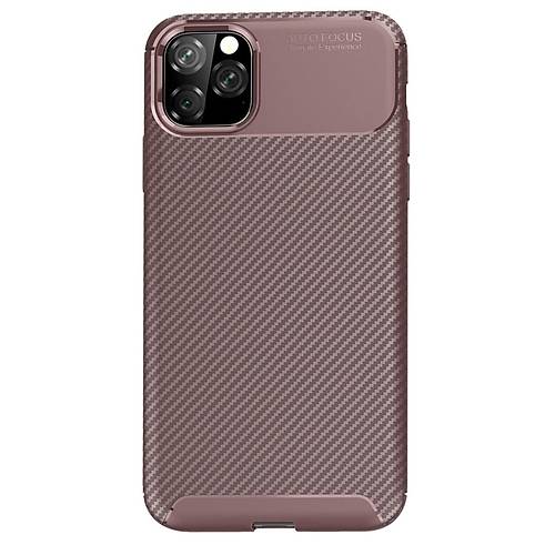 iPhone 11 Pro K�l�f Auto Focus Karbon Kapak - Kahverengi