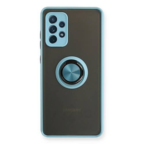 Galaxy A72 K�l�f Montreal Y�z�kl� Silikon Kapak - Buz Mavi