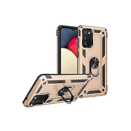 Galaxy A03S K�l�f Sofya Y�z�kl� Silikon Kapak - Gold