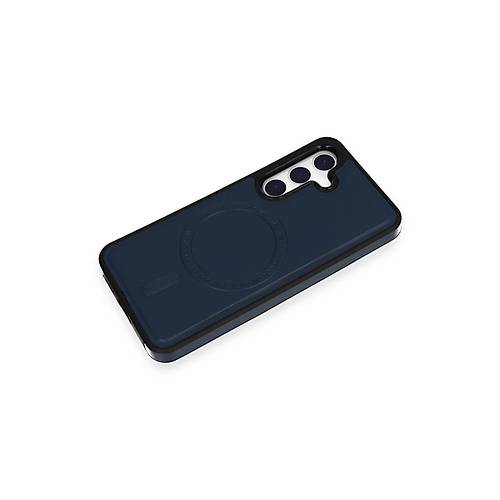 Galaxy S24 K�l�f Ozzi Magsafe Deri Kapak - Lacivert