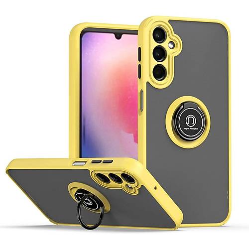 Galaxy A05S K�l�f Montreal Y�z�kl� Silikon Kapak - Sar�