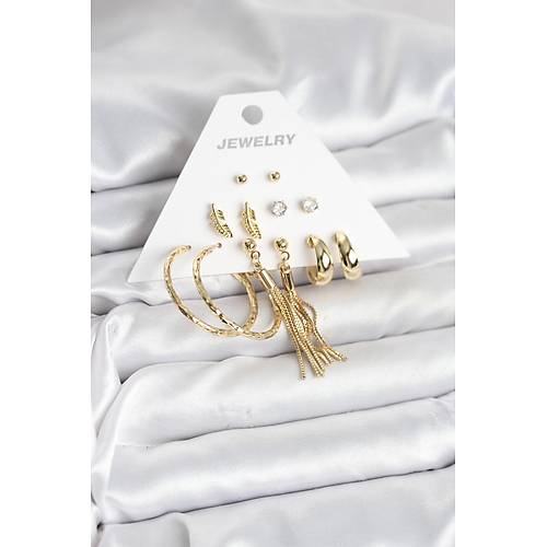 Gold Renk Pirin� Kad�n 6 �ift K�pe Seti