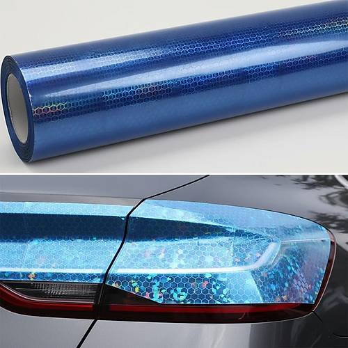 Petek Desenli 3D Colormatik Far Filmi Stop Folyosu 1mx30cm A��k Mavi