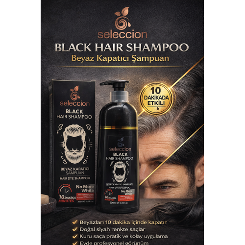 Seleccion Black Hair Shampoo Beyaz Kapat�c� �ampuan 300 ml Erkek Sa� Boya �ampuan�