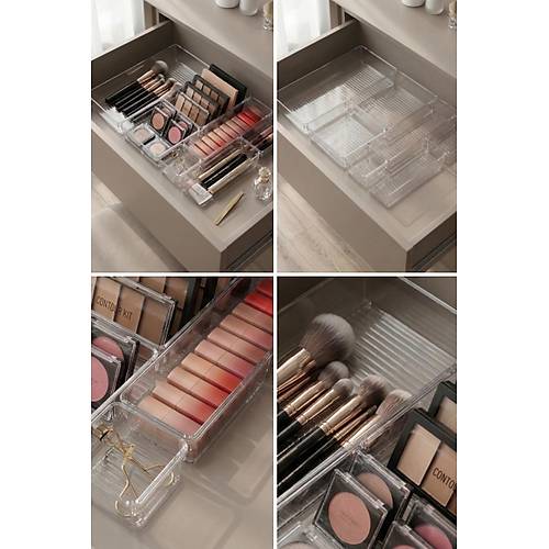 6 Par�a �effaf �ekmece ��i Makyaj Ve Tak� Organizer Seti & Mod�ler B�lmeli D�zenleyici