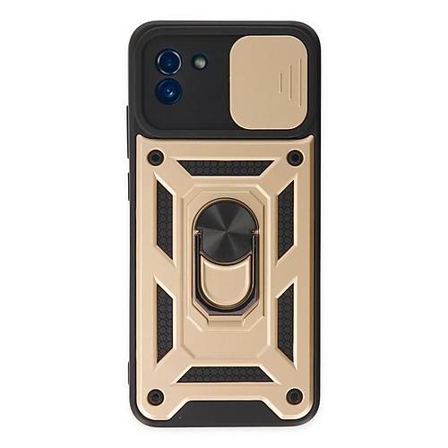 Galaxy A03 K�l�f Pars Lens Y�z�kl� Silikon - Gold