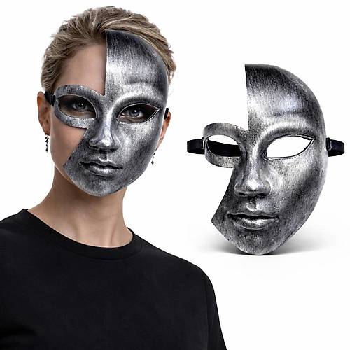 Antik Efektli G�m�� Yar�m Y�z Plastik Parti Maskesi