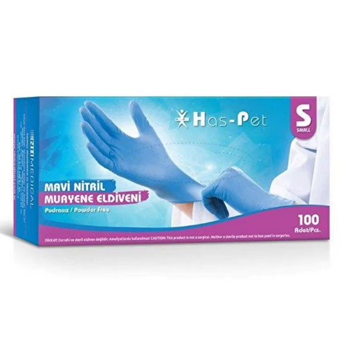 Haspet - Nitril Mavi Muayene Eldiveni - Small 100'l�