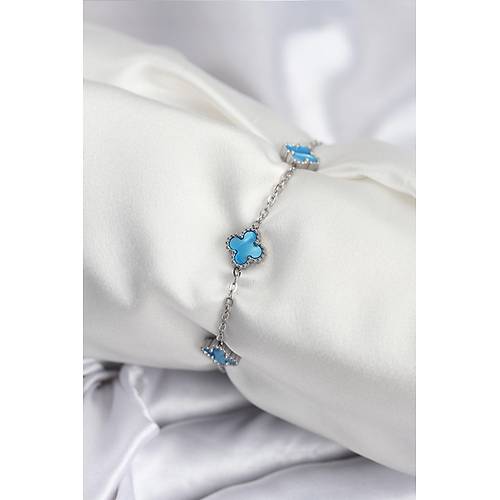 316L �elik G�m�� Renk Buz Mavisi Baby Boy Yonca Kad�n Bileklik