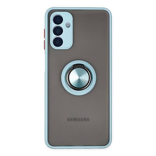 Galaxy A04S K�l�f Montreal Y�z�kl� Silikon Kapak - Buz Mavi