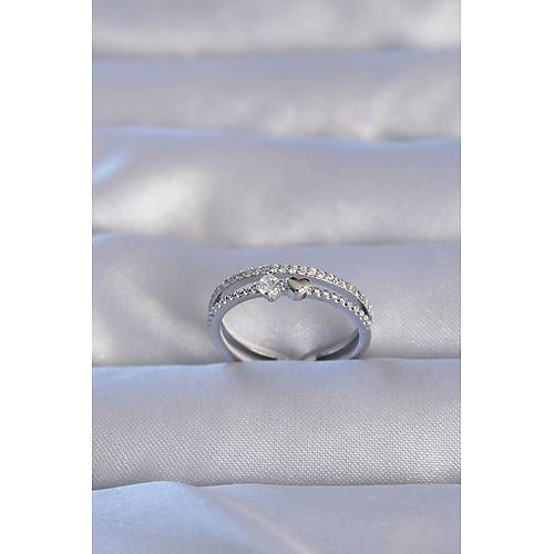 Pirin� G�m�� Renk Zirkon Ta�l� Kalpli Su Yolu Model Ayarlanabilir Y�z�k