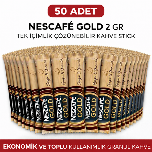 Kahve Gold 2 Gr 50 Adet Tek ��imlik Stick ��z�nebilir Gran�l Kahve Toplu Paket