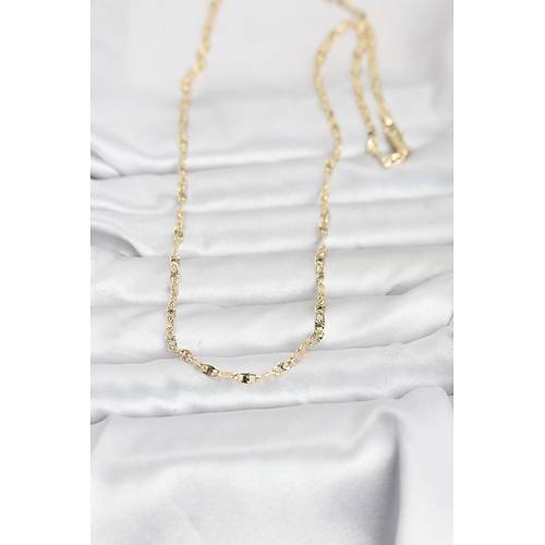 CM 14K Gold Renk Lazerli Gemici Zincir Model 60 cm Kad�n Kolye