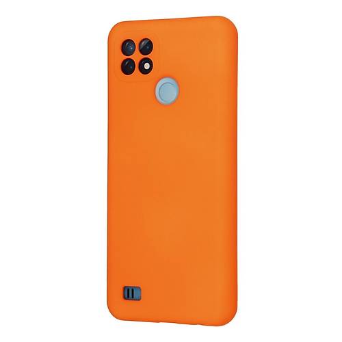 Realme C21 K�l�f Nano i�i Kadife Silikon - Turuncu