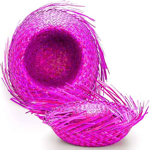 Tropikal Parti Pembe Fu�ya Has�r Hawaii �apkas� 13x36 cm