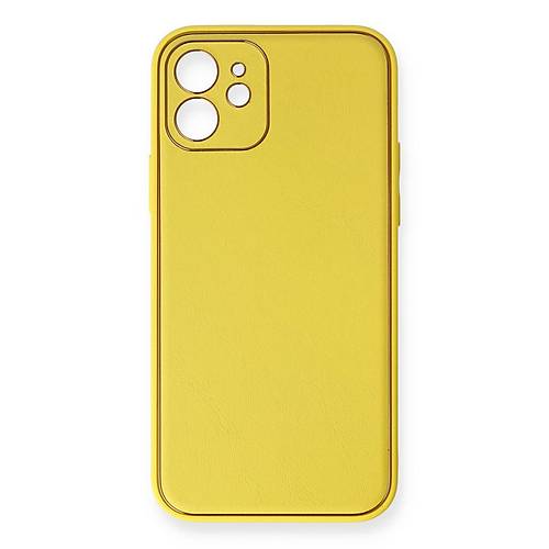 iPhone 12 K�l�f Coco Deri Silikon Kapak - Sar�