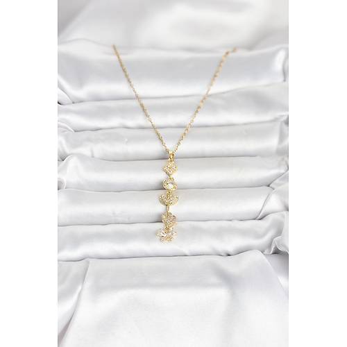 316L �elik Gold Renk �ans Kolyesi Y Model Zirkon Ta�l� Kad�n Kolye