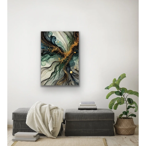 Ye�il Mavi Gold Soyut Kanvas Tablo 70x100cm