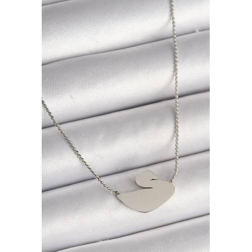 316L �elik G�m�� Renk Zincir Ku�u Model Kad�n Kolye