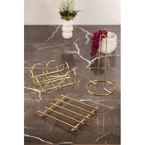 Gold 3 L� Servis Sunum Seti & Havluluk & Pe�etelik & Nihale Paslanmaz
