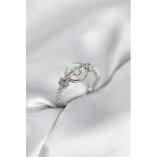 G�m�� Renk Daire Form Sedef ve Zirkon Ta�l� Kad�n Y�z�k