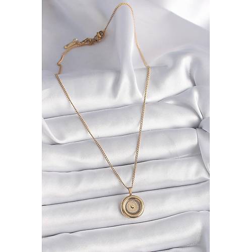 316L �elik Gold Renk Zincir Gold Alt�n Model Kad�n Kolye