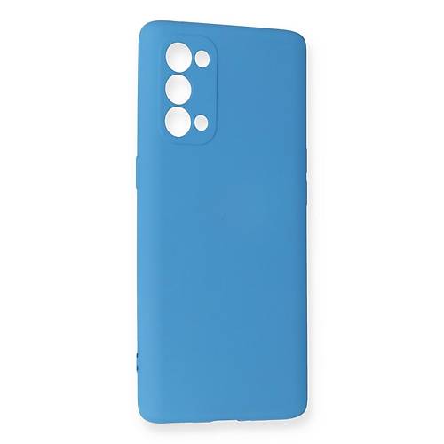 Reno 5 Pro K�l�f Nano i�i Kadife Silikon - Mavi