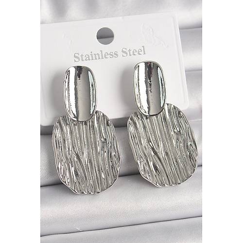 Pirin� G�m�� Renk ��lemeli Kare Plaka Model Kad�n K�pe