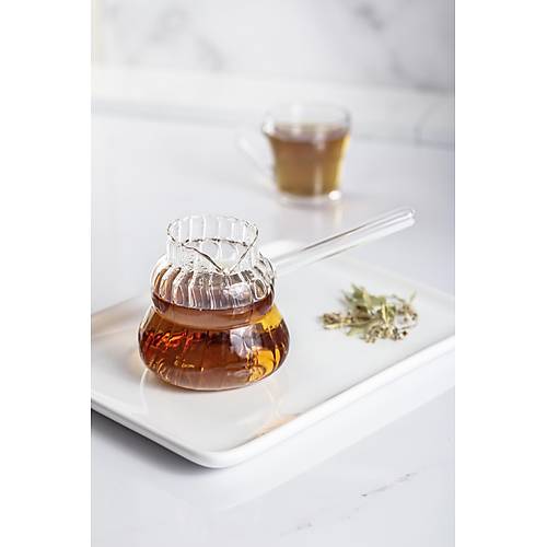 Is�ya Dayan�kl� Ocakta Kullanmaya Uygun L�ks Borosilikat Cam Cezve 400 Ml