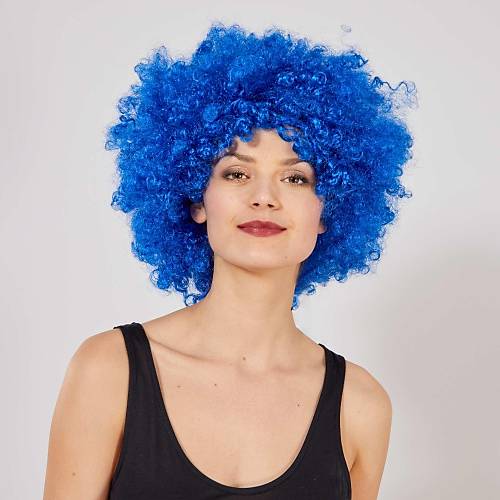 Mavi Renk K�v�rc�k Afro Bonus Peruk