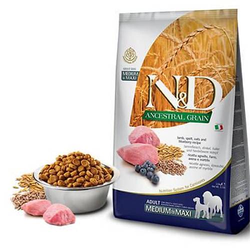 N&D Ancestral Grain Medium Maxi Yaban Mersinli Kuzulu D���k Tah�ll� Yeti�kin K�pek Mamas� 12 Kg