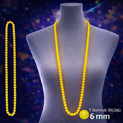 Neon Sar� Boncuk Kolye 80 cm � Retro 80�ler 90�lar Parti Aksesuar�